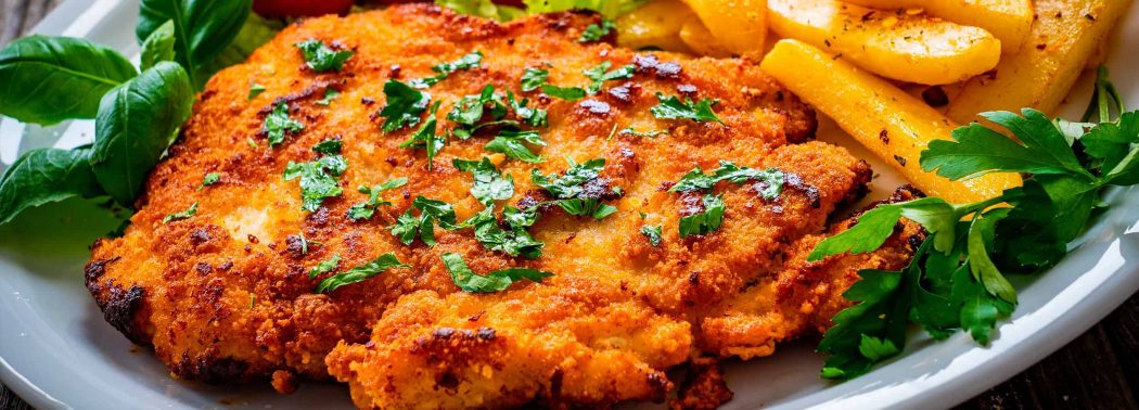 Schnitzel served on a plate